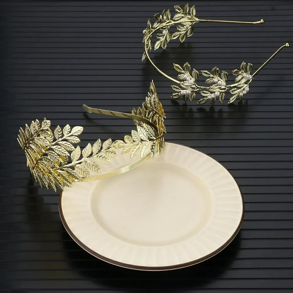 Greek Goddess Accessories Set Gold Laurel Leaf Headband Earrings Necklace